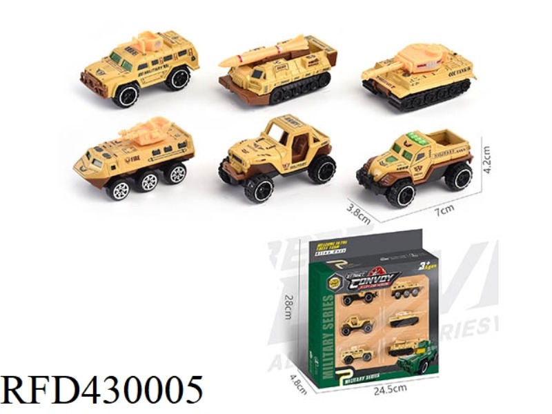 ALLOY SLIDING MILITARY VEHICLE 6 PACK