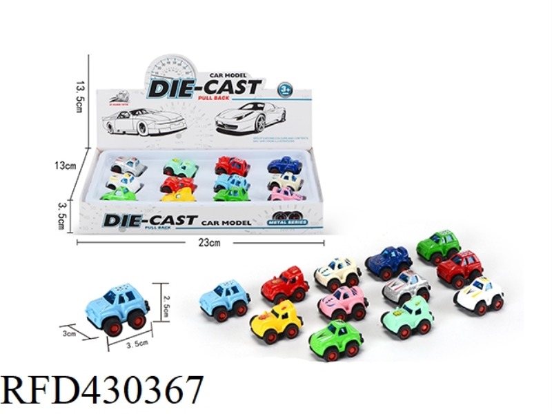4 Q VERSION (PULL BACK) ALLOY CAR 12PCS