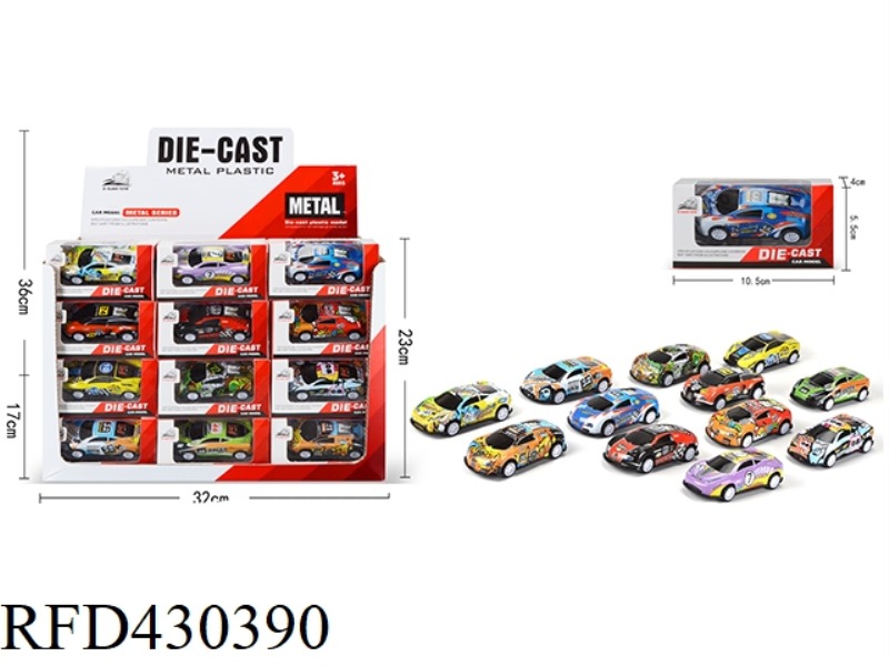12 MODELS OF 8.5 CM PULL BACK IRON CAR 48PCS