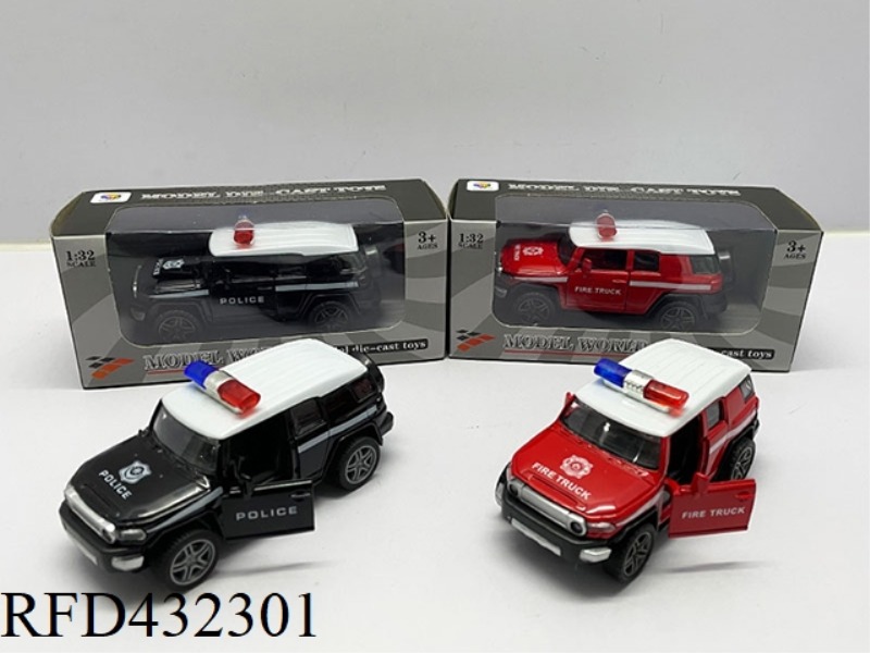 1:32 SIMULATION TO OPEN 2 DOORS TOYOTA FJ PULL BACK ALLOY POLICE CAR