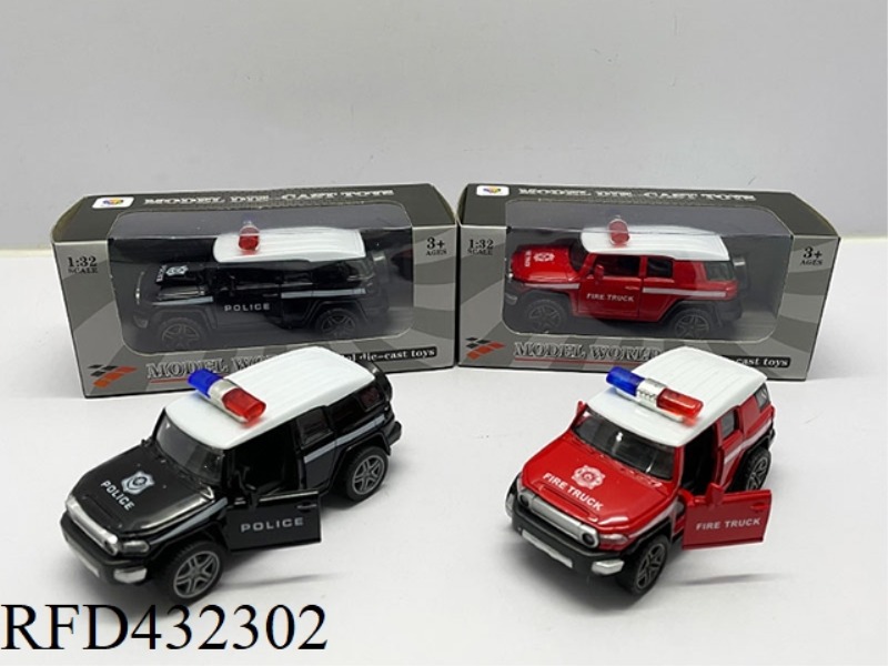 1:32 SIMULATION TO OPEN 2 DOORS TOYOTA FJ LIGHT AND MUSIC PULL BACK ALLOY POLICE CAR