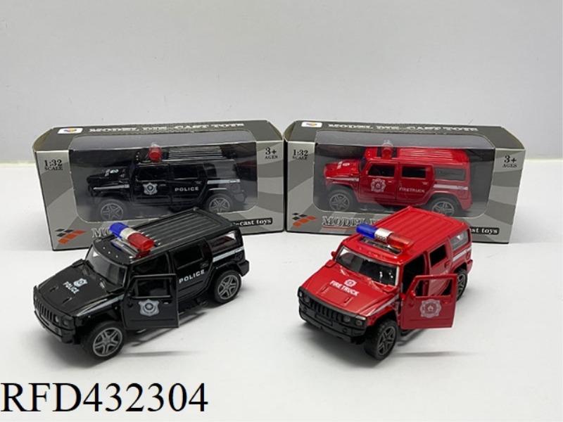 1:32 SIMULATION OPEN 2 DOORS HUMMER LIGHTING MUSIC PULL BACK ALLOY POLICE CAR