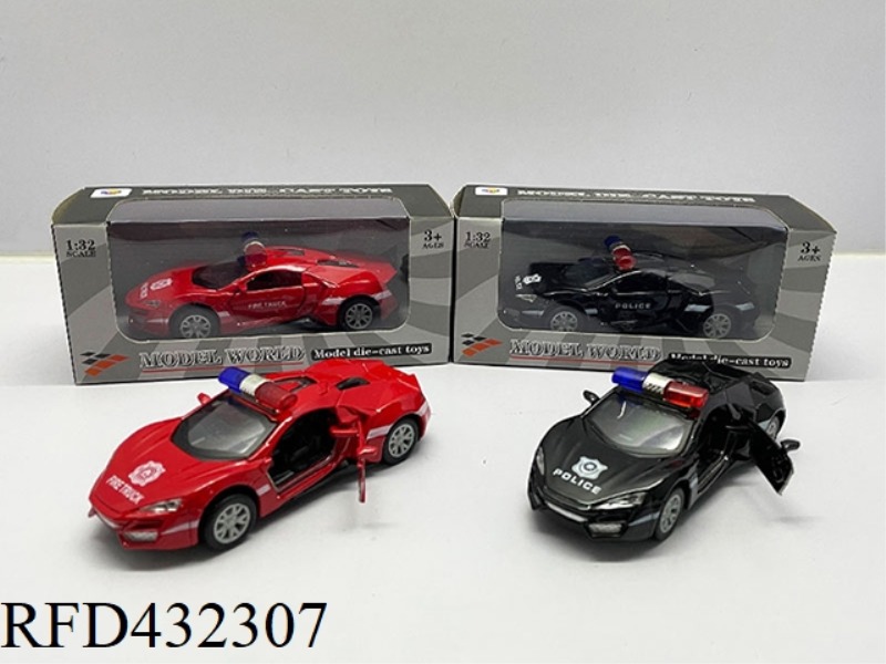 1:32 SIMULATION TO OPEN 2 DOORS LYCAN PULL BACK ALLOY POLICE CAR