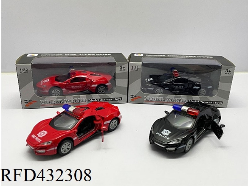 1:32 SIMULATION TO OPEN 2 DOORS LYCAN LIGHT AND MUSIC PULL BACK ALLOY POLICE CAR