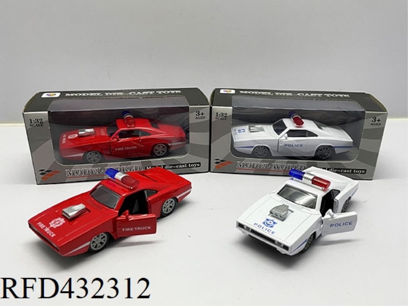 1:32 SIMULATION OPEN 2 DOORS DODGE B TYPE LIGHTING MUSIC PULL BACK ALLOY POLICE CAR