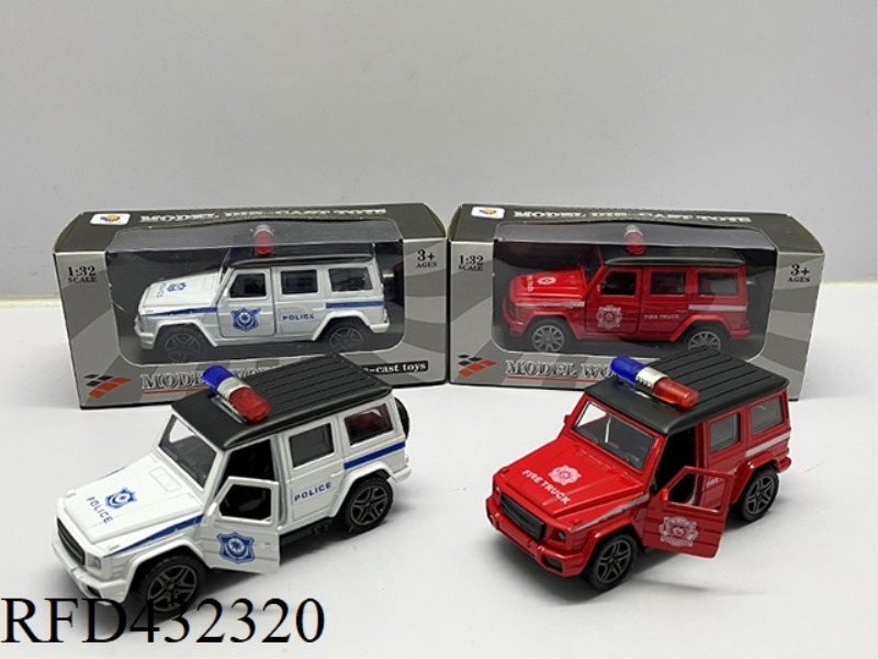 1:32 SIMULATION TO OPEN 2 DOORS MERCEDES-BENZ G550 LIGHT AND MUSIC PULL BACK ALLOY POLICE CAR
