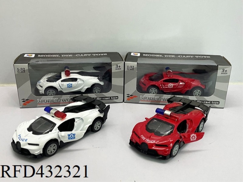 1:32 SIMULATION TO OPEN 2 DOORS BUGATTI PULL BACK ALLOY POLICE CAR