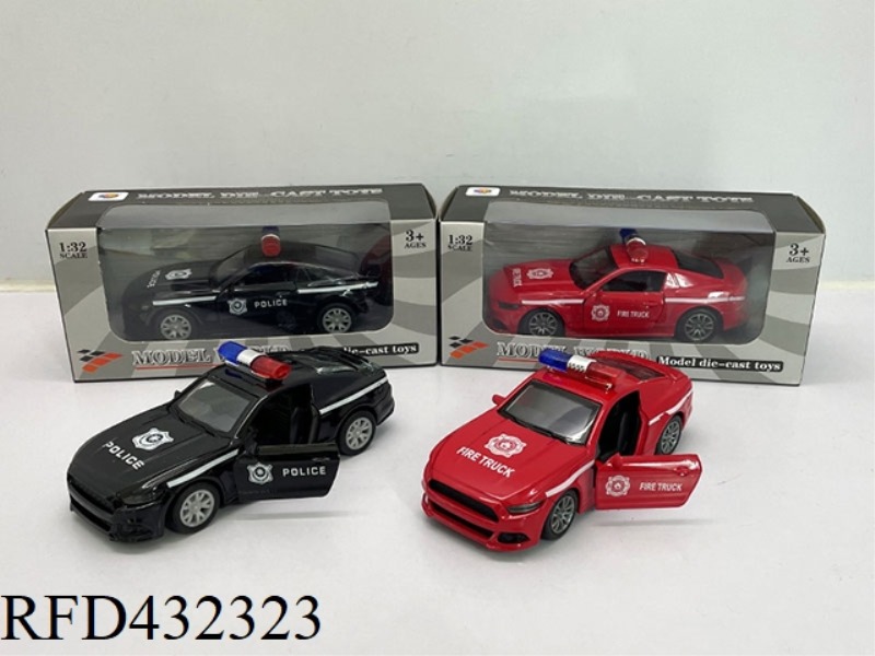 1:32 SIMULATION OF A 2-DOOR MUSTANG PULLBACK ALLOY POLICE CAR