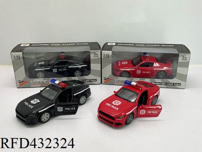 1:32 SIMULATION OPEN 2 DOORS MUSTANG LIGHTING MUSIC PULL BACK ALLOY POLICE CAR