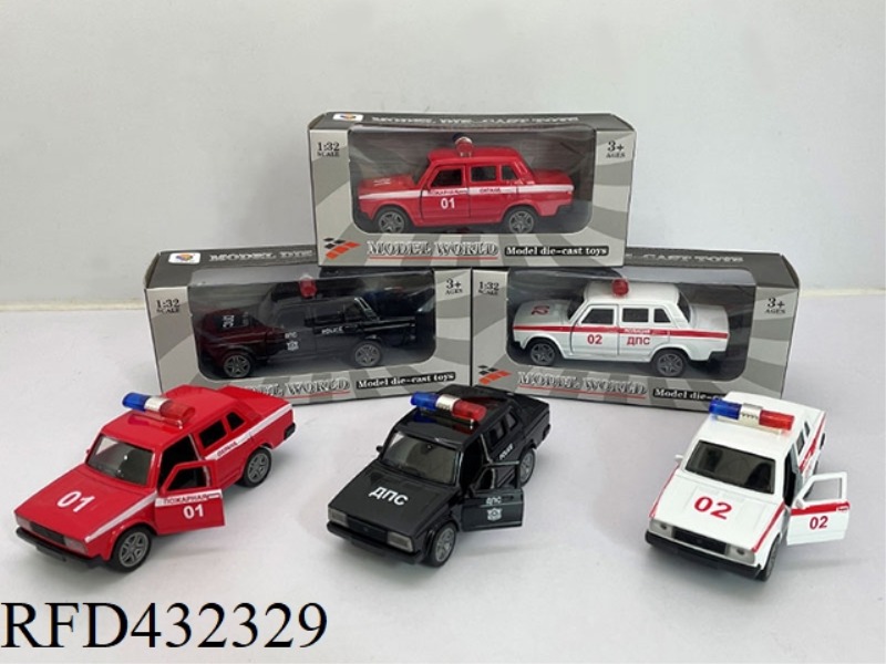 1:32 SIMULATION OF A 2-DOOR LADA PULL-BACK ALLOY POLICE CAR