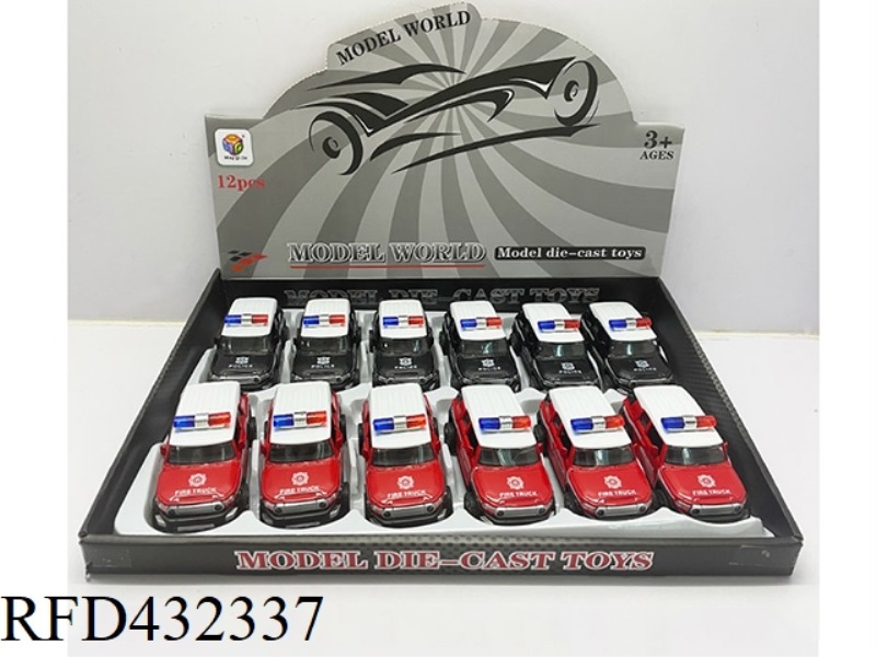 1:32 SIMULATION OPEN 2 DOORS TOYOTA FJ PULL BACK ALLOY POLICE CAR 12PCS