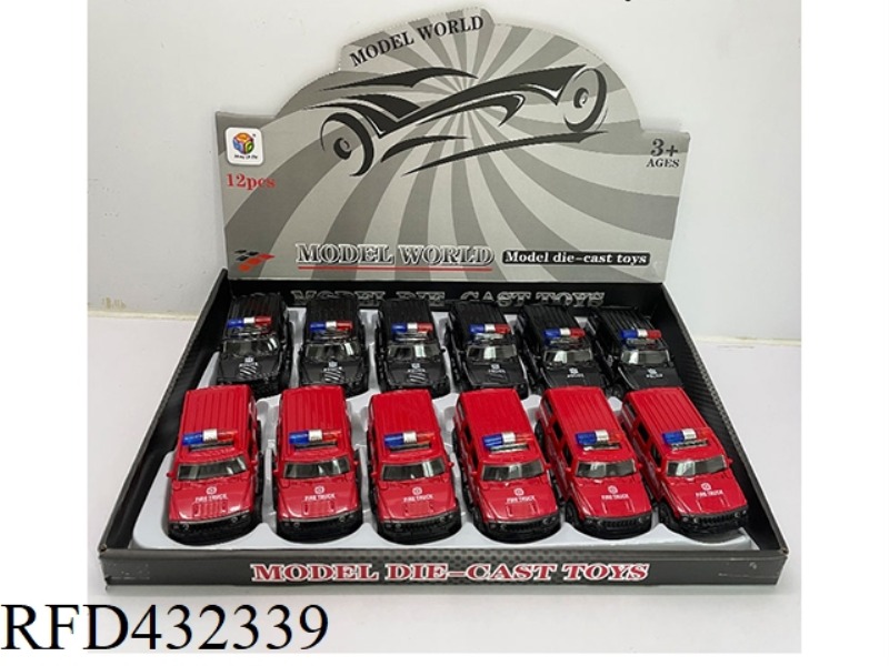 1:32 SIMULATION OPEN 2 DOORS HUMMER PULLBACK ALLOY POLICE CAR 12PCS