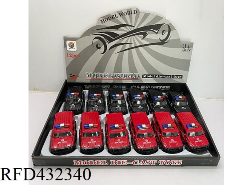 1:32 SIMULATION OPEN 2 DOORS HUMMER LIGHTING MUSIC PULL BACK ALLOY POLICE CAR 12PCS