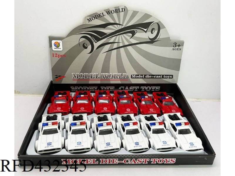1:32 SIMULATION OPEN 2 DOORS DODGE A PULLBACK ALLOY POLICE CAR 12PCS