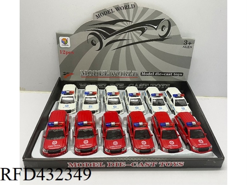 1:32 SIMULATION OPEN 2 DOORS TOYOTA LAND CRUISER PULLBACK ALLOY POLICE CAR 12PCS