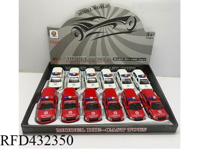 1:32 SIMULATION OPEN 2 DOORS TOYOTA LAND CRUISER LIGHTING MUSIC PULL BACK ALLOY POLICE CAR 12PCS