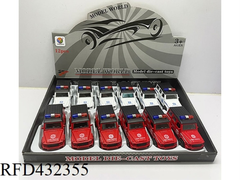 1:32 SIMULATION OPEN 2 DOORS MERCEDES-BENZ G550 PULL BACK ALLOY POLICE CAR 12PCS