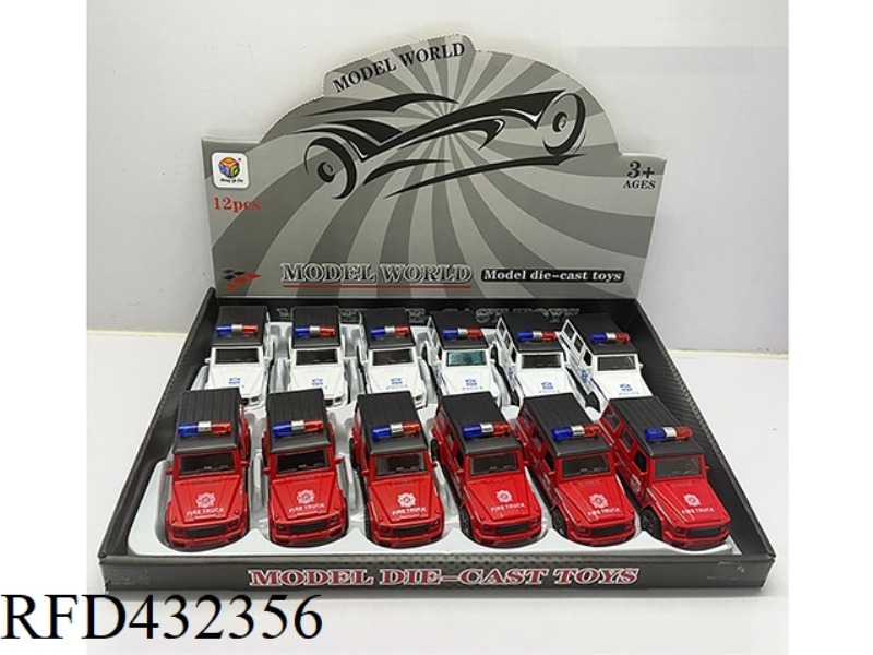 1:32 SIMULATION OPEN 2 DOORS MERCEDES-BENZ G550 LIGHTING MUSIC PULL BACK ALLOY POLICE CAR 12PCS