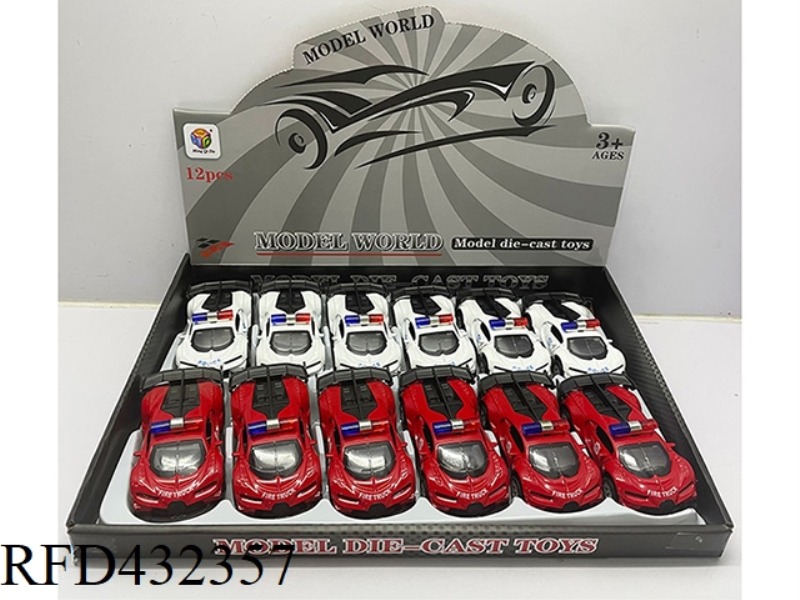 1:32 SIMULATION OPEN 2 DOORS BUGATTI PULL BACK ALLOY POLICE CAR 12PCS