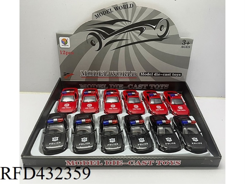 1:32 SIMULATION MUSTANG POLICE CAR PULL BACK ALLOY CAR TWO DOORS 12PCS