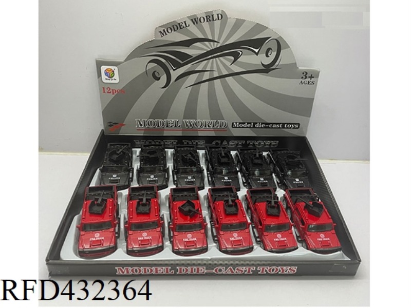 1:32 SIMULATION OPEN 2 DOORS SIX WHEEL HUMMER LIGHTING MUSIC PULL BACK ALLOY POLICE CAR 12PCS