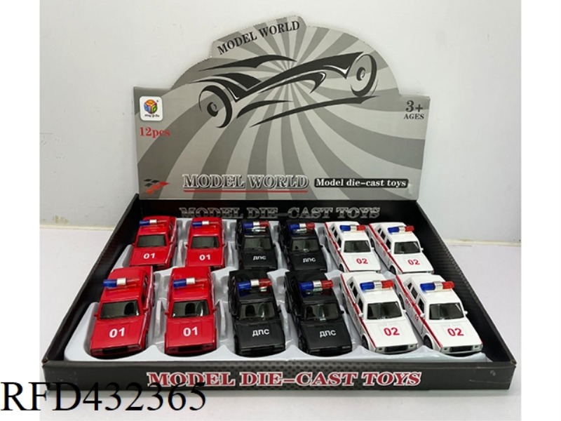 1:32 SIMULATION OPEN 2 DOORS LADA PULL BACK ALLOY POLICE CAR 12PCS