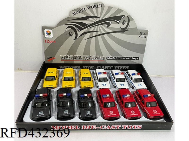 1:32 SIMULATION OPEN 2 DOOR LADA OFF-ROAD PULL BACK ALLOY POLICE CAR 12PCS