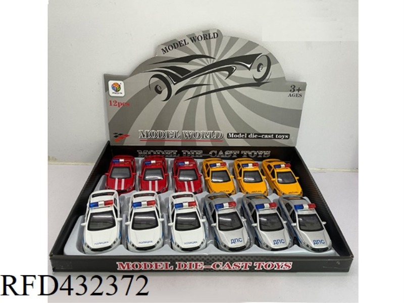 1:32 SIMULATION OPEN 2 DOORS RUSSIAN LIGHTING MUSIC PULL BACK ALLOY POLICE CAR 12PCS