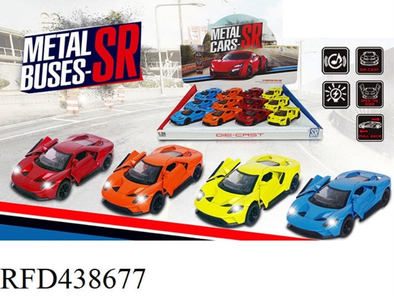 1: 36 NEW FORD GT SIMULATION TWO DOOR ALLOY RETURN COUPE 12PCS
