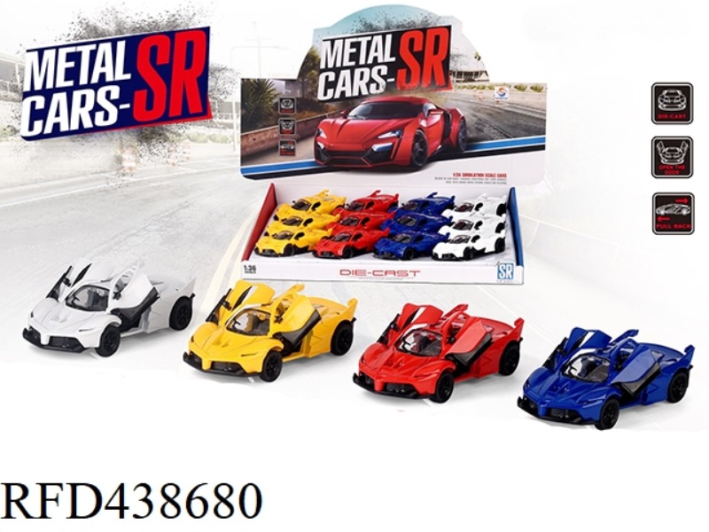 1: 36 FERRARI FXXK SIMULATION 2 DOOR OPENING ALLOY RETURN COUPE 12PCS