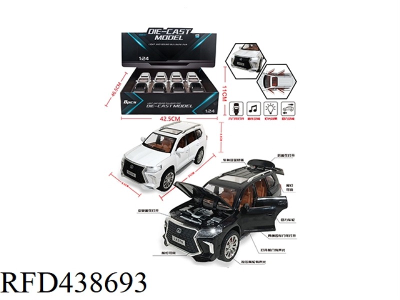 1: 24 LEXUS LX570 ALLOY 6 DOOR OPENING RETURN ACOUSTO-OPTIC VEHICLE