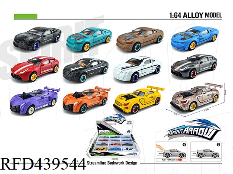 ALLOY SLIDING SIMULATION CAR 12PCS