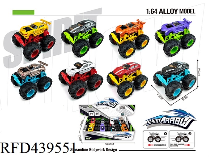 ALLOY PULL BACK OFF-ROAD SIMULATION VEHICLE 8PCS