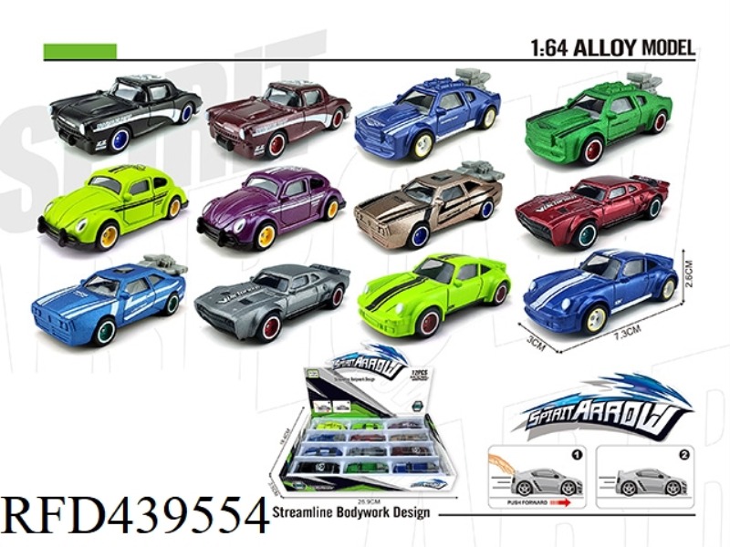 ALLOY SLIDING SIMULATION CAR 12PCS