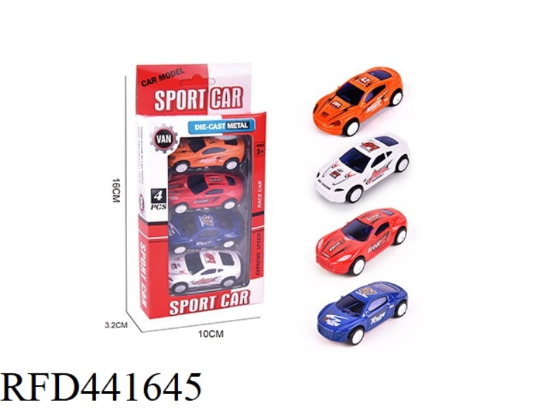 4 PULL BACK ALLOY CARS