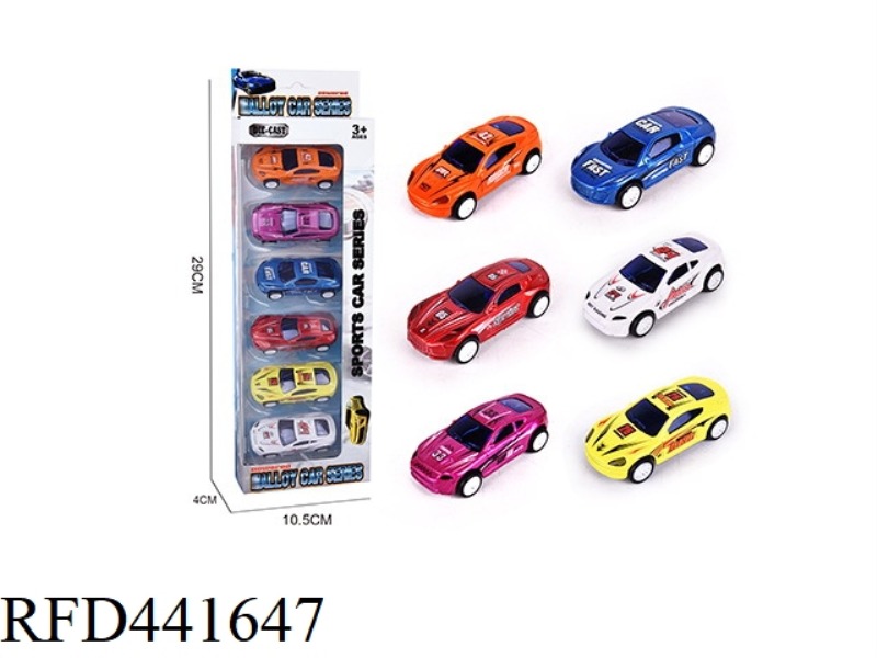 6 PULL BACK ALLOY CARS
