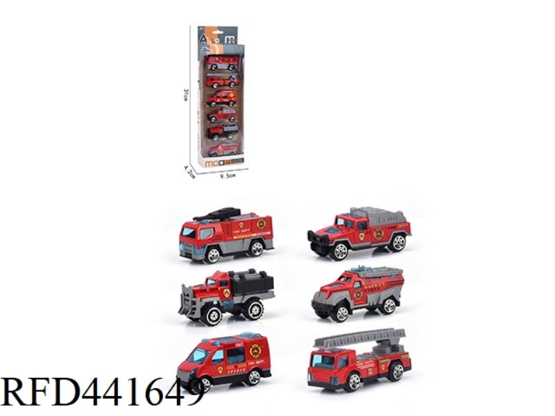 6PCS SLIDING ALLOY FIRE TRUCK