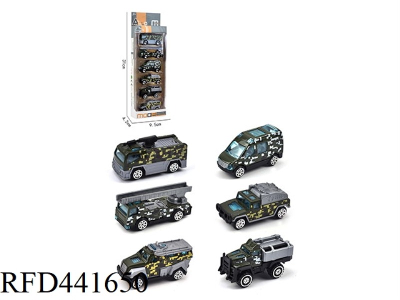 6 PCS SLIDING ALLOY MILITARY CAR