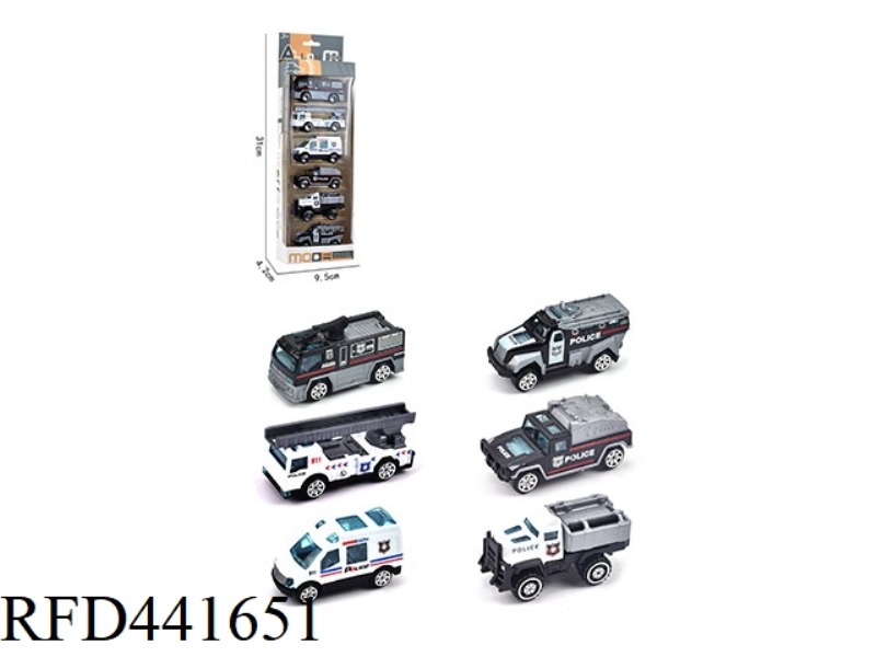 6PCS SLIDING ALLOY POLICE CAR