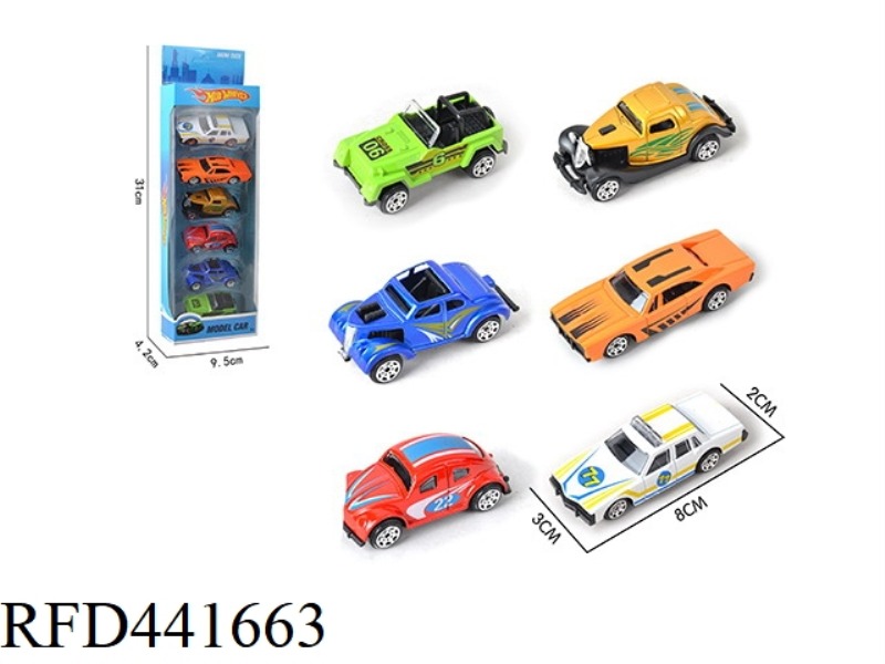 6PCS SLIDING ALLOY CLASSIC CAR