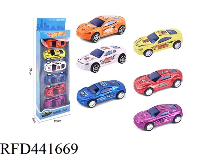6PCS PULL BACK ROAD RACE CAR