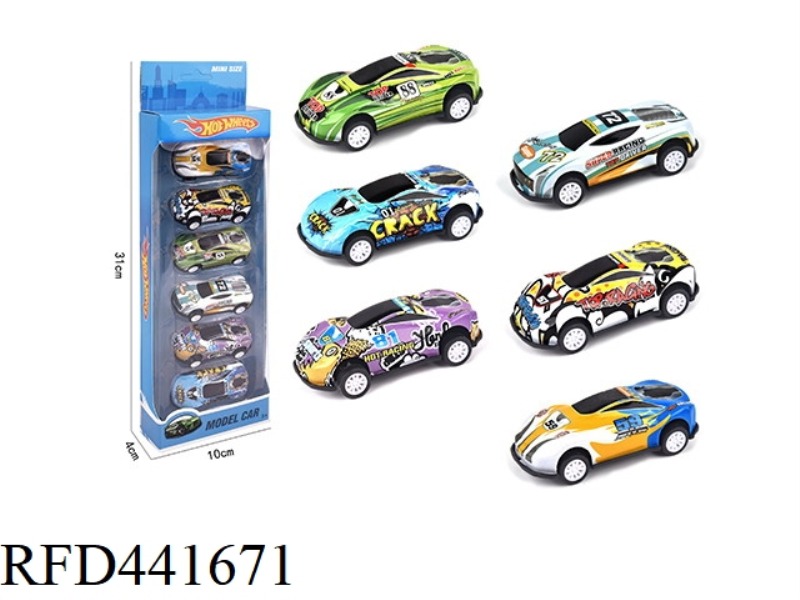 6 PCS BACK FORCE TIN RACING CAR