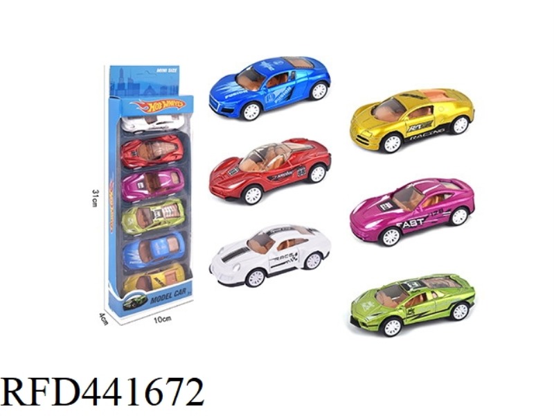 6 PIECES OF BACK FORCE ALLOY RACING CAR