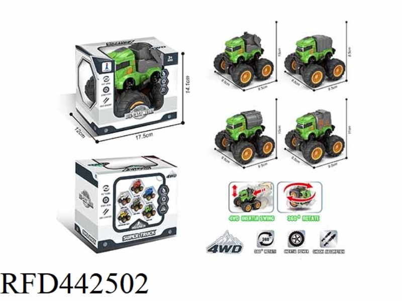 FOUR-DRIVE DUAL INERTIA STUNT ALLOY SANITATION VEHICLE