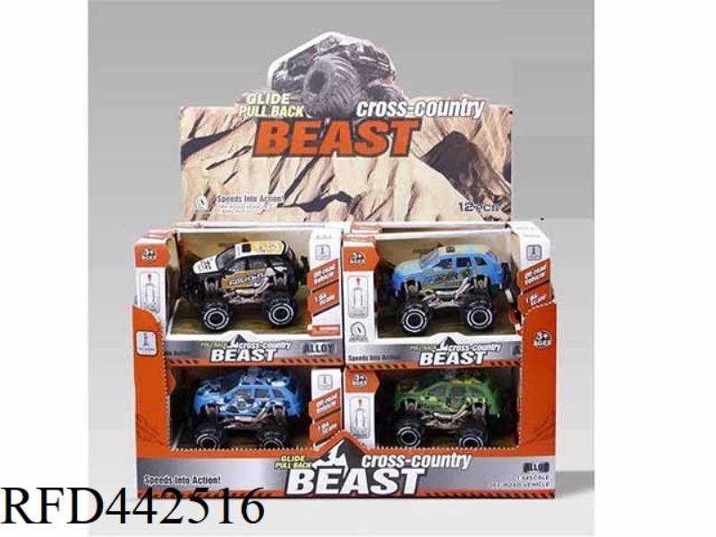 PULL BACK ALLOY OFF-ROAD VEHICLE (12PCS)