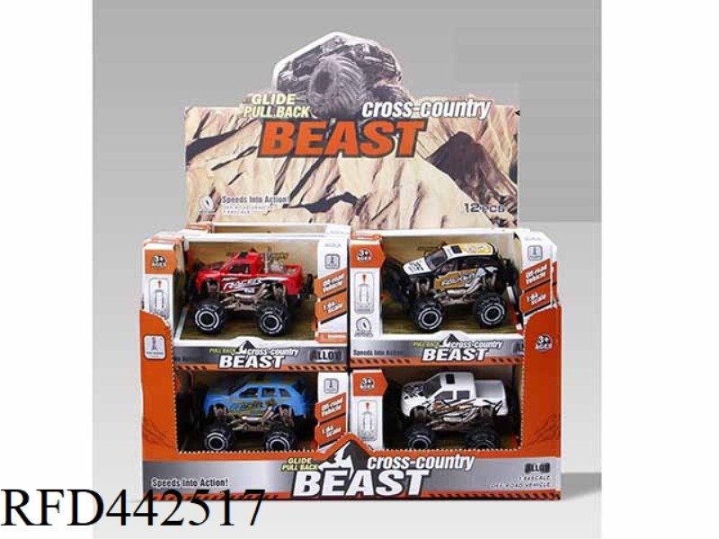 PULL BACK ALLOY OFF-ROAD RACING CAR (12PCS)