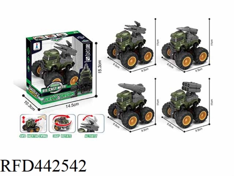 FOUR-DRIVE DUAL INERTIA STUNT ALLOY MILITARY VEHICLE