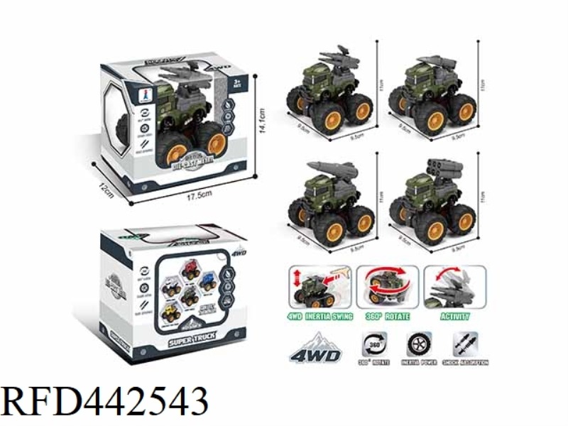 FOUR-DRIVE DUAL INERTIA STUNT ALLOY MILITARY VEHICLE