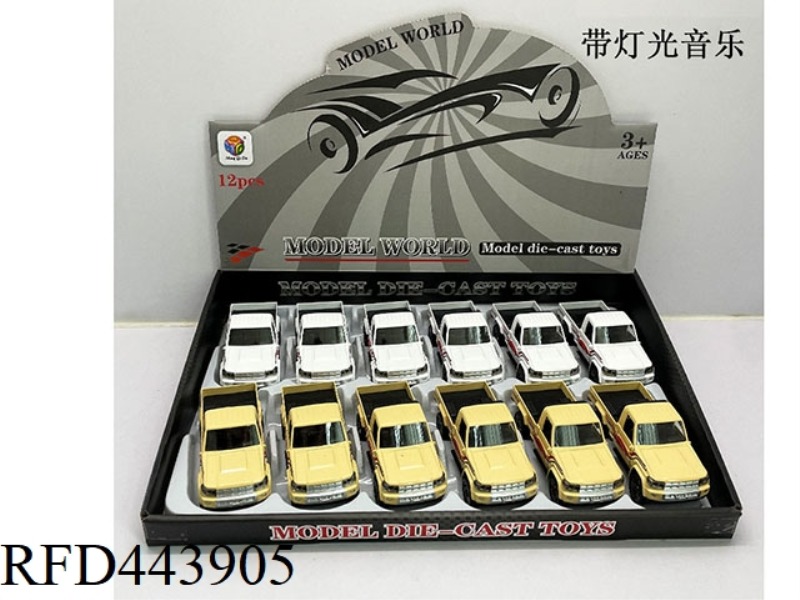 1: 32 SIMULATION PICKUP OPEN TWO DOOR RETURN FORCE ALLOY CAR WITH LIGHT AND MUSIC 12PCS
