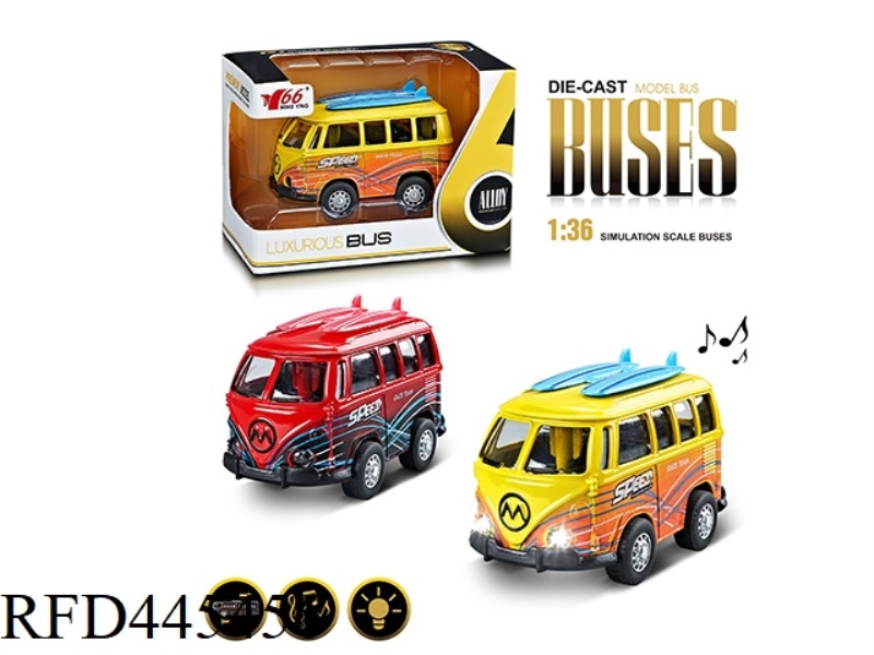 1: 36Q VERSION ALLOY GRAFFITI VOLKSWAGEN BUS (1 TYPE 2 COLORS MIXED) PULL BACK MUSIC LIGHTING